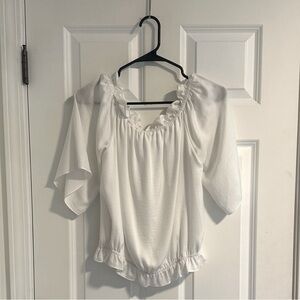 Devlin White Off The Shoulder Ruffle Peplum Blouse size M